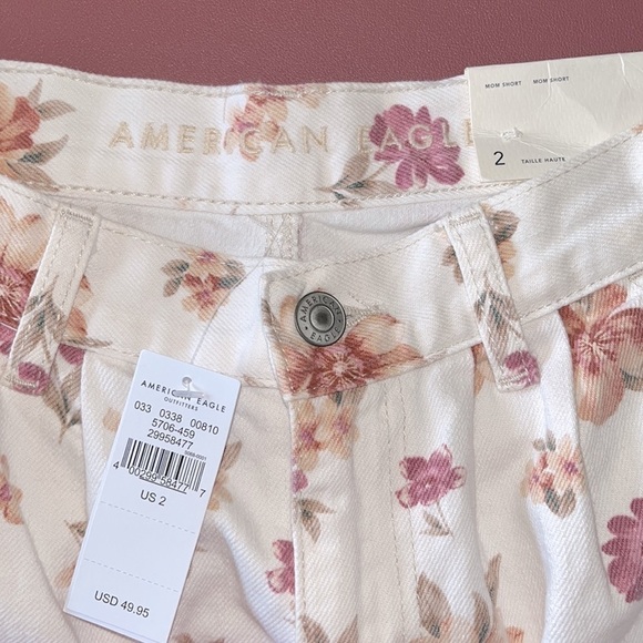 American Eagle Mom Short White Floral Jean Shorts - Picture 8 of 11